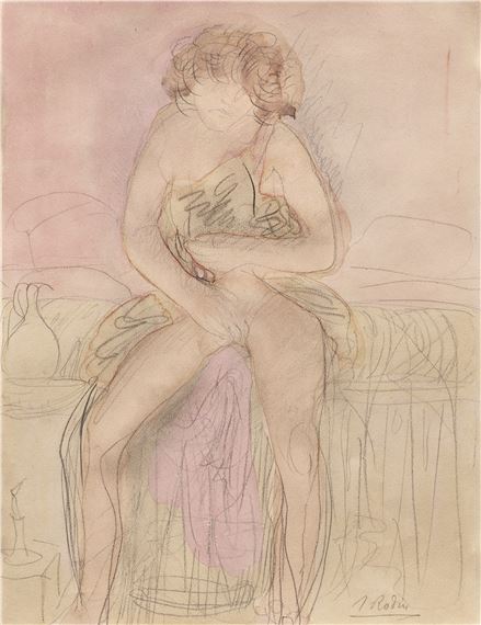 Femme assise sur un lit, avec carafe et bougeoir (dit &quot;Femme à la toilette&quot;) by Auguste Rodin, Exécuté circa 1900