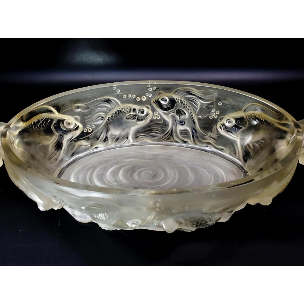 French Art Deco | Verlys Art Deco French Glass Bowl w/ Fish Reliefs ...