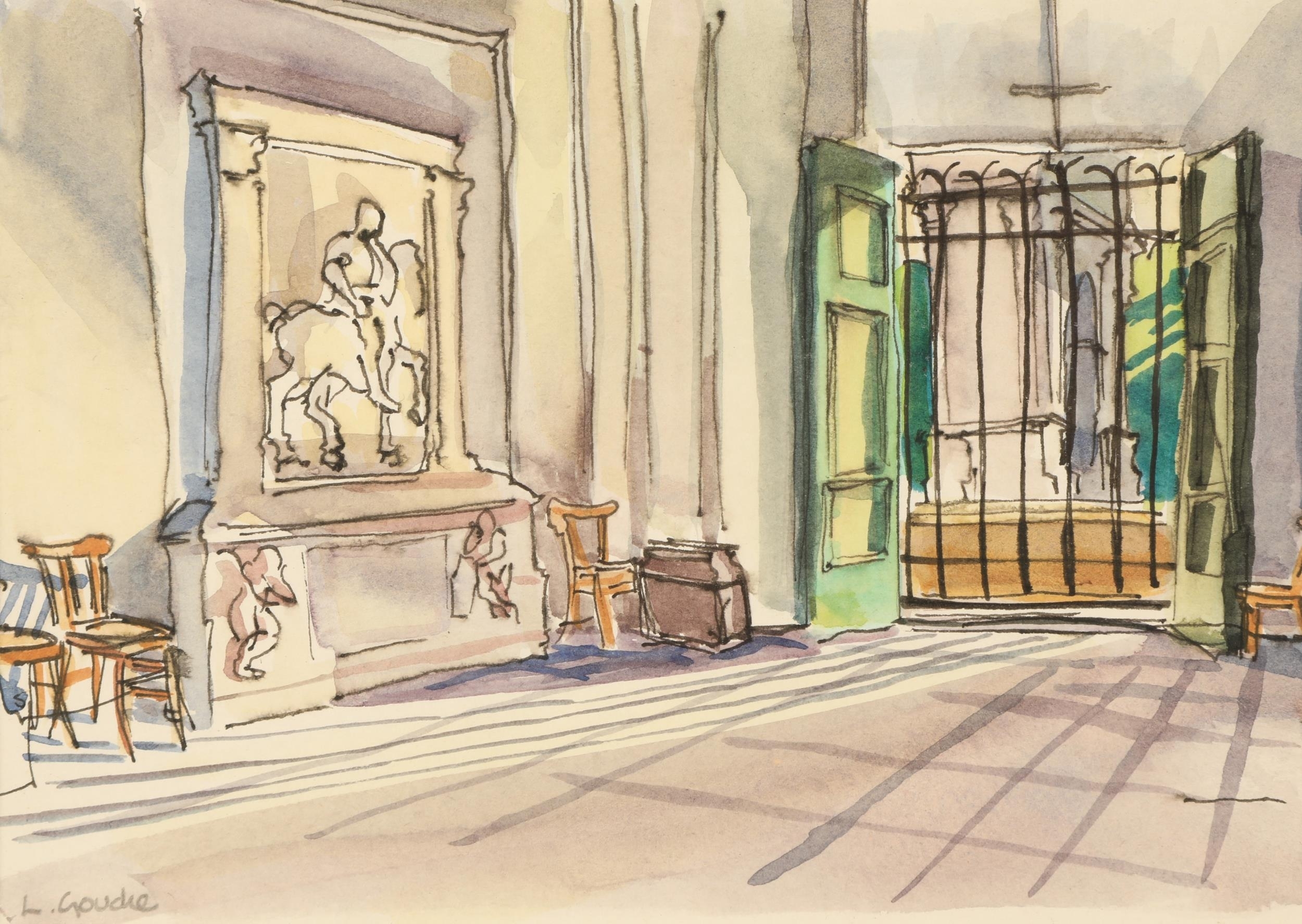 Artwork by Lachlan Goudie, 'Classical Interior', Made of watercolour