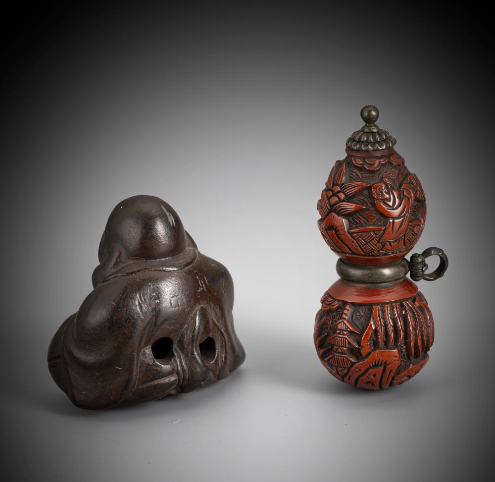 Japanese School, 19th Century | Netsuke of a calabash in carved red ...