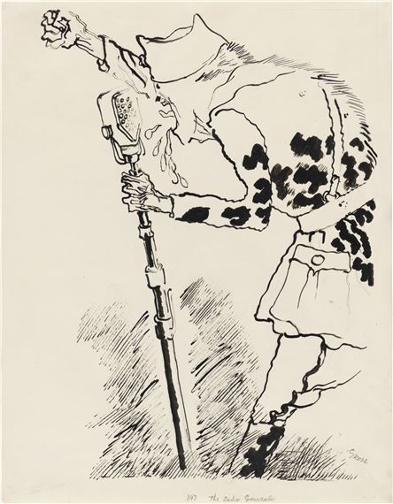 The Radio General by George Grosz, Executed in 1937