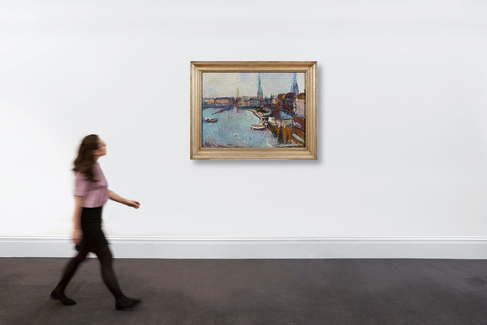 Artwork by Oskar Kokoschka, Hamburg, Binnenalster/Jungfernstieg, Made of oil on canvas