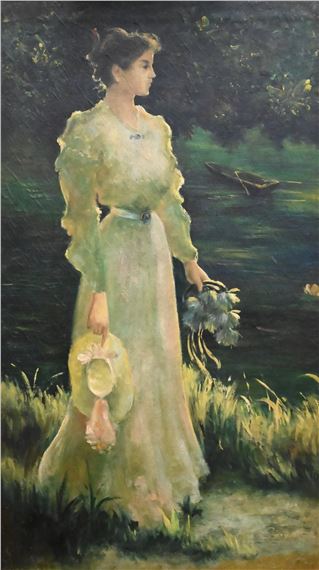 “Quiet Reflection” (By The Lily Pond) by Charles Courtney Curran, 1855
