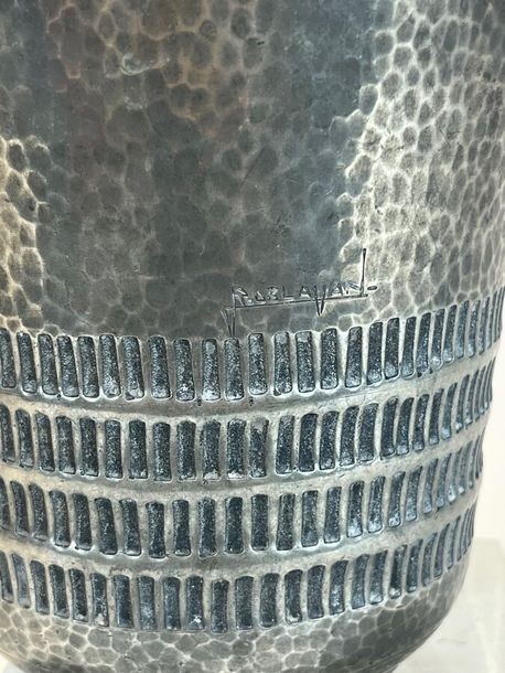 René Delavan | René DELAVAN (1926-1958) Hammered pewter flared-neck ...