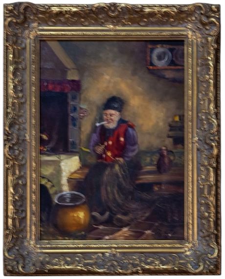 Willy Roth | Old man with pipe painting by Swiss artist Willi Roth ...
