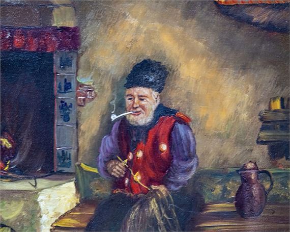 Willy Roth | Old man with pipe painting by Swiss artist Willi Roth ...