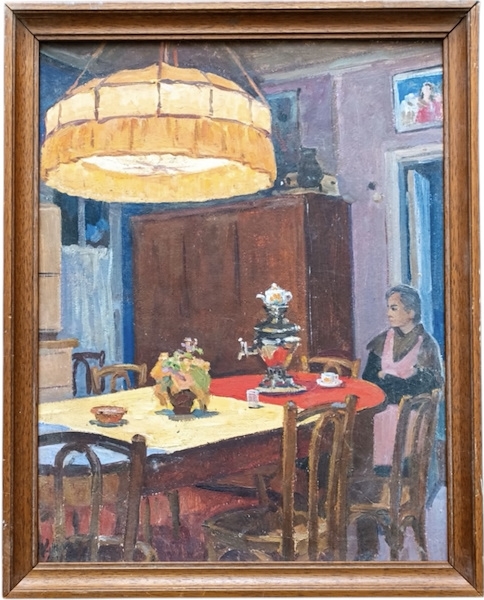 Artwork by Elena Mikhailovna Kostenko, Evening at the Dacha, Made of Oil on panel