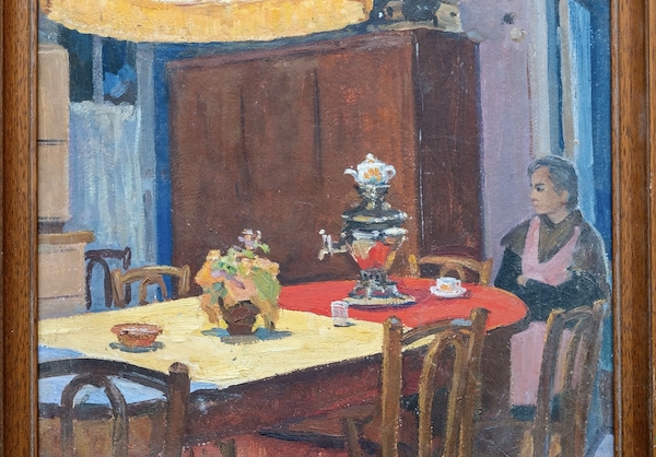 Artwork by Elena Mikhailovna Kostenko, Evening at the Dacha, Made of Oil on panel