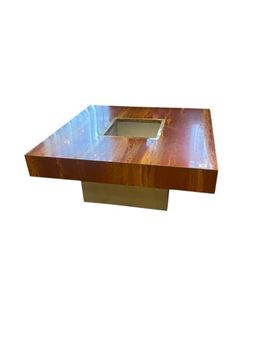 Square coffee table resting on a recessed base - Willy Rizzo