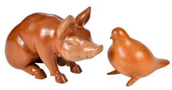 Two Signed Cherokee Carved Wood Animals - Virgil Ledford