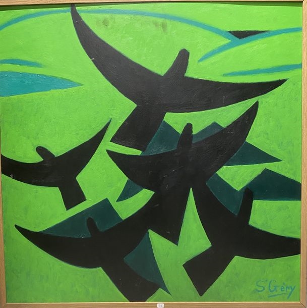 Artwork by Robert Saintgery, L'envol, Made of Mixed media on cardboard