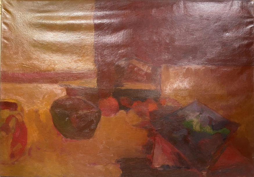 Artwork by Robert Saintgery, Still life with fruit, Made of Mixed media on canvas