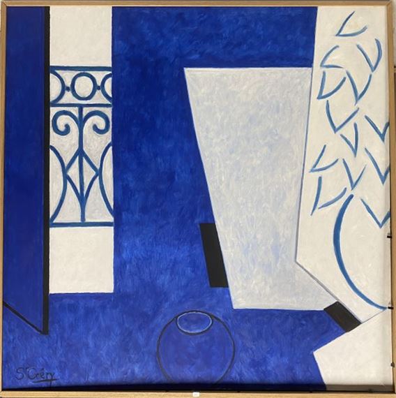 Abstract composition with blue window by Robert Saintgery