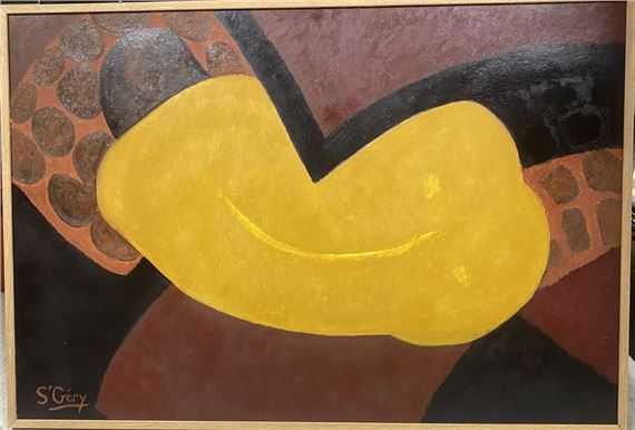 Abstract composition with female nude back by Robert Saintgery