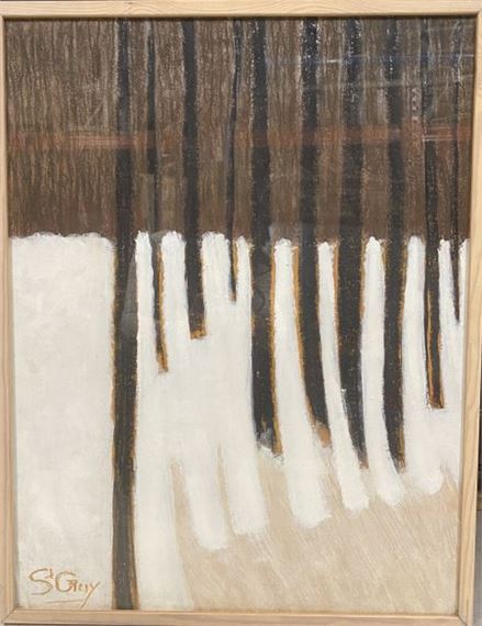 Abstract composition with snow-covered forest