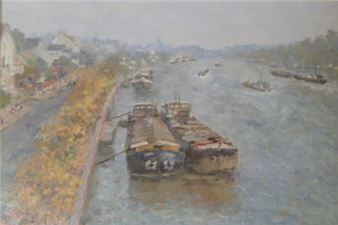 Maxime SECQUEVILLE (né en 1935). La Seine à Juvisy - Maxime Secqueville