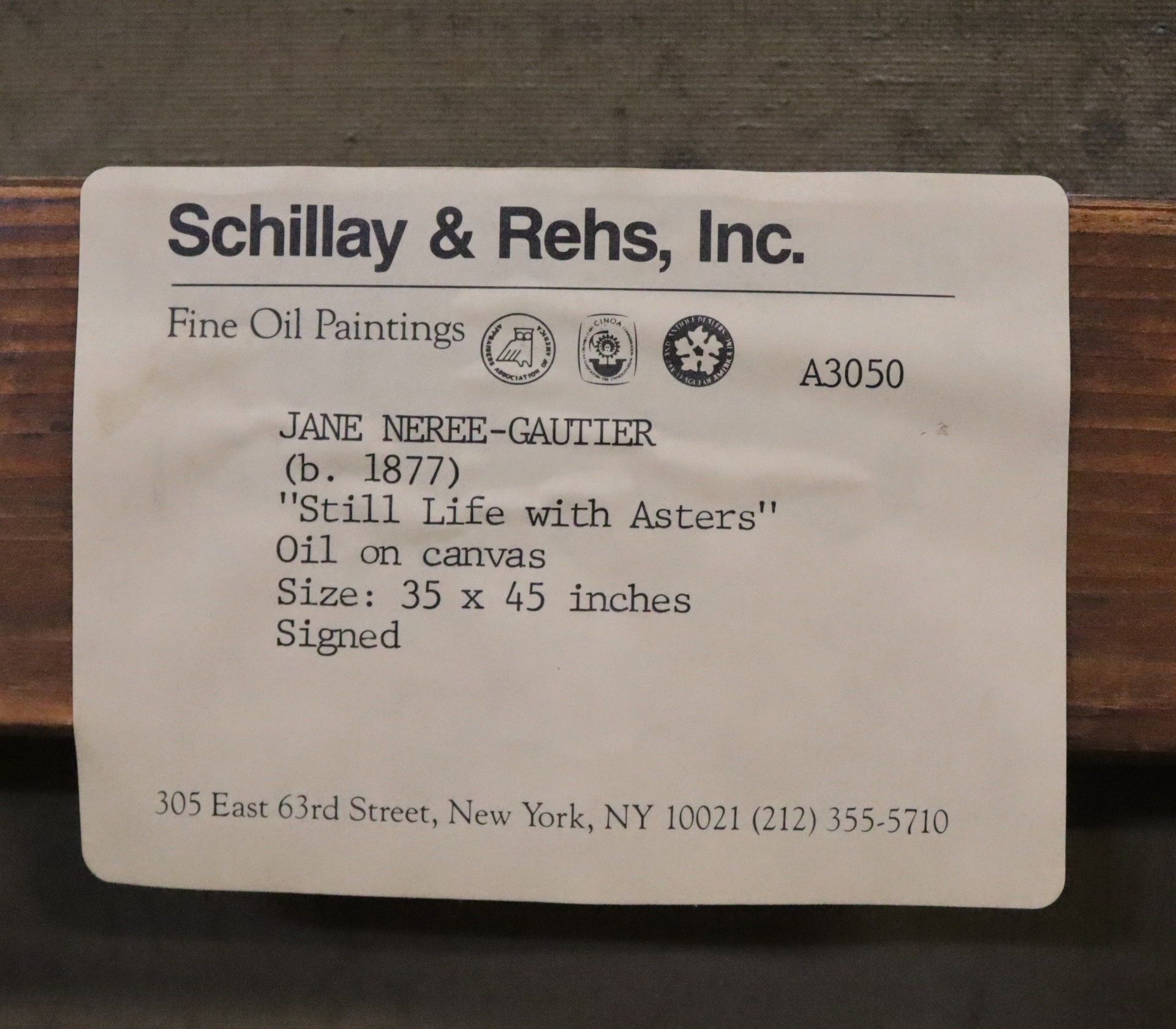 Artwork by Jane Nérée-Gautier, 'Still Life with Asters', Made of Oil on canvas