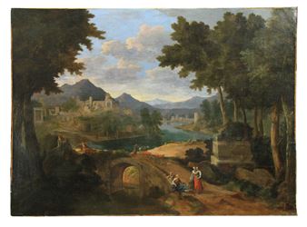 A landscape scene - Etienne Allegrain