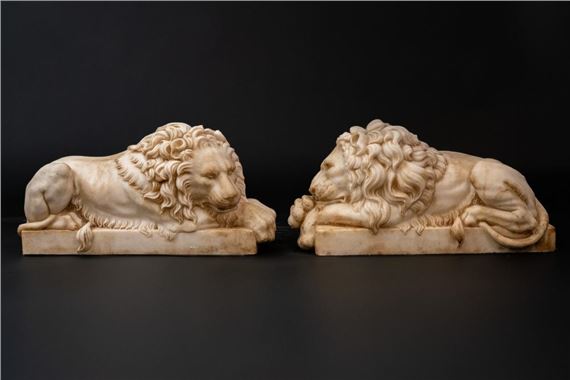 Antonio Canova | Pair of large sleeping lions (Late 19th Century ...
