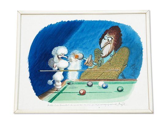Arnold Roth | Arnold Roth Watercolor/Paper: Reporter and Poodle | MutualArt
