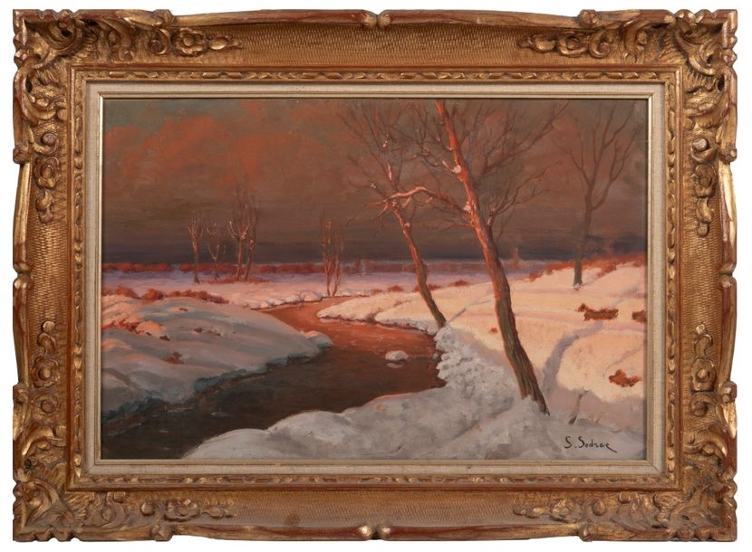 Artwork by Serge Agababian Sedrac, Snowy Landscape, Made of Oil on canvas