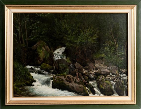 Fisherman on a bank by Mariano Pajetta