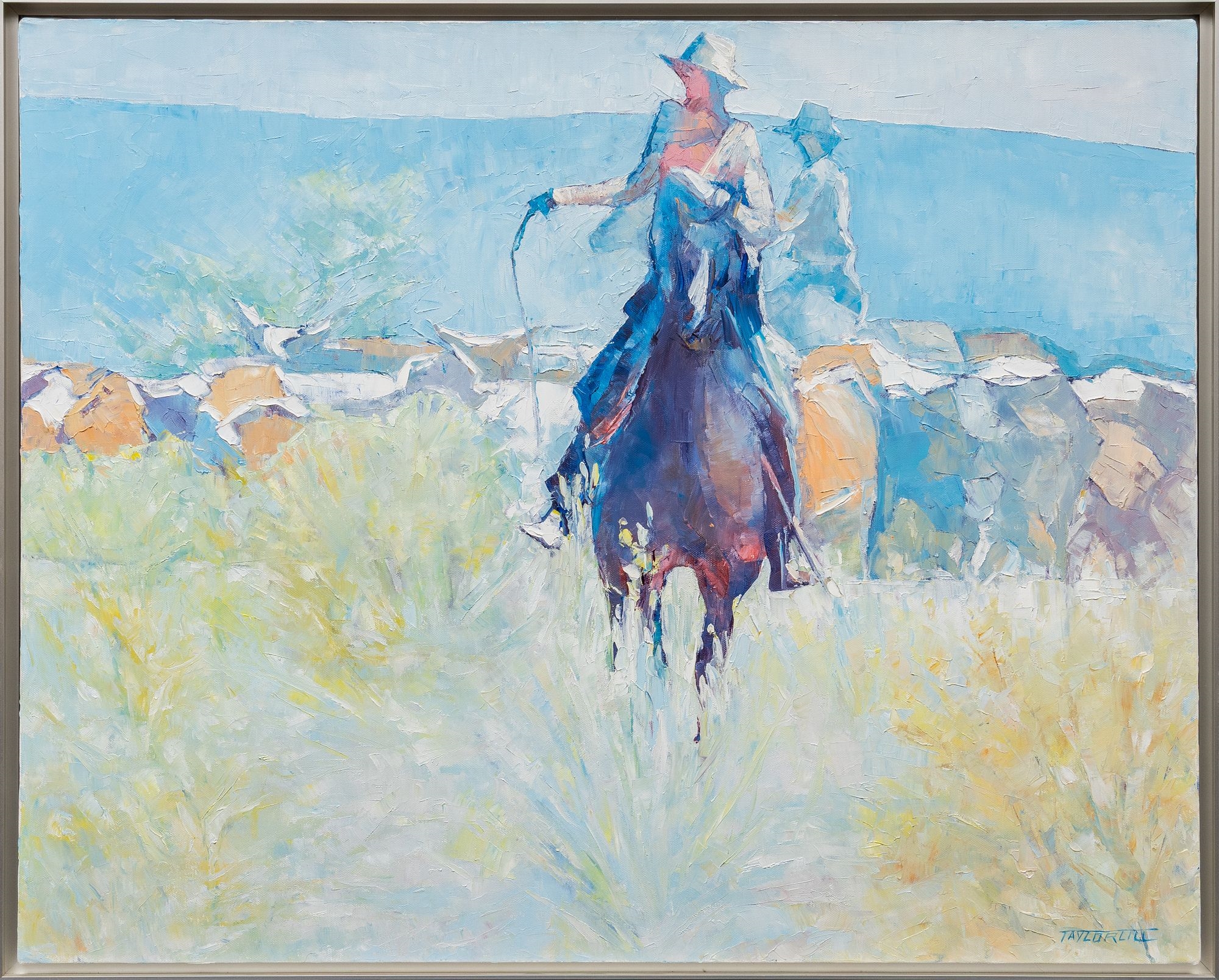 Artwork by Taylor Lill, Cowboys and Cattle, Made of oil on canvas
