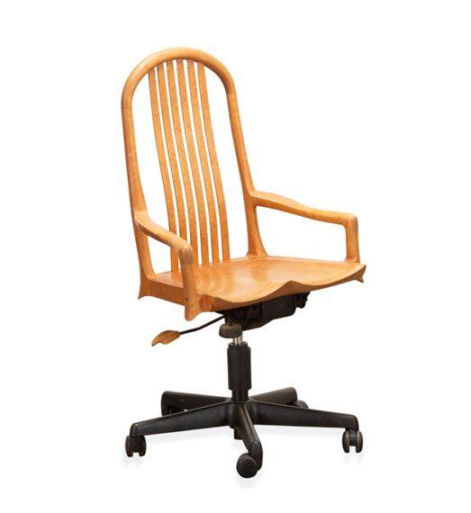 ROBERT ERICKSON BIRDSEYE MAPLE DESK CHAIR by Robert Erickson, circa 1991