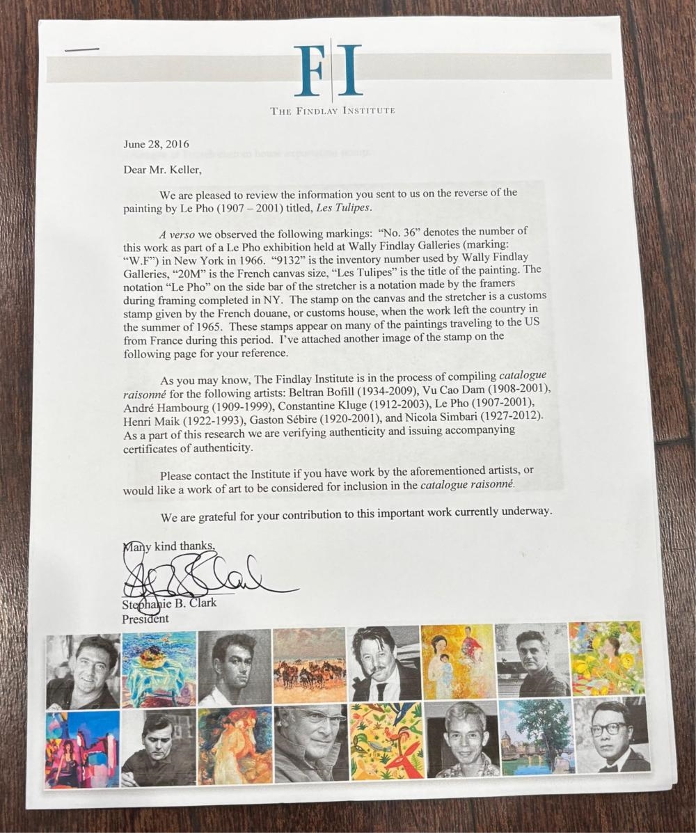 Artwork by Lê Phổ, Les Tulipes, Made of oil on canvas