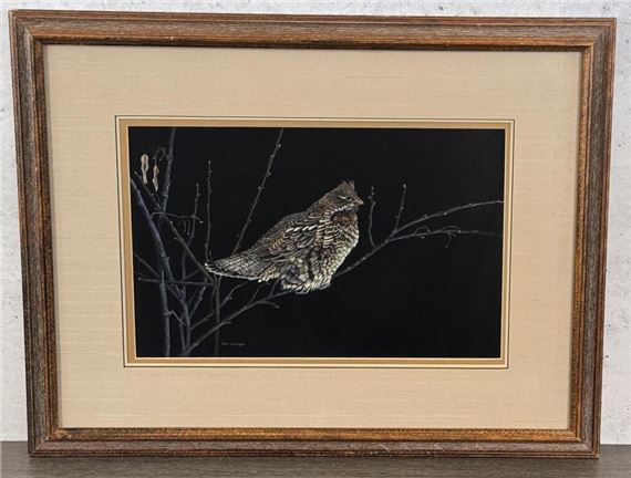 Ron Ukrainetz Grouse Scratchboard & Acrylic by Ron Ukrainetz, 1985