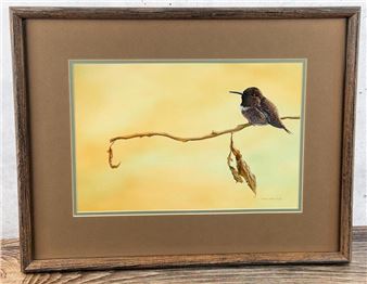 Ron Ukrainetz Hummingbird Acrylic Painting - Ron Ukrainetz