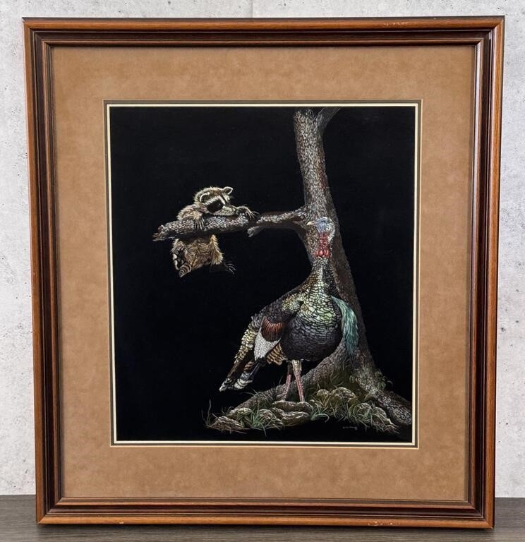 Artwork by Ron Ukrainetz, Ron Ukrainetz Turkey Scratchboard & Acrylic, Made of miniature