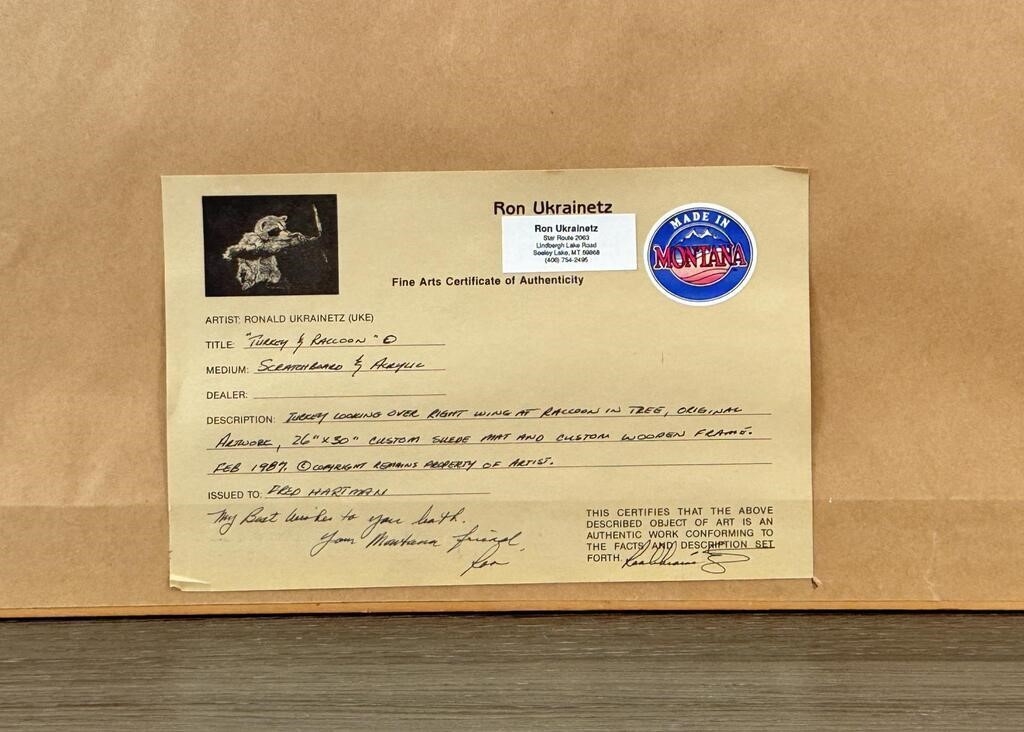 Artwork by Ron Ukrainetz, Ron Ukrainetz Turkey Scratchboard & Acrylic, Made of miniature