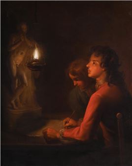 SELF PORTRAIT WITH THE ARTIST'S BROTHER ISAAC (D.1751) - Enoch Seeman