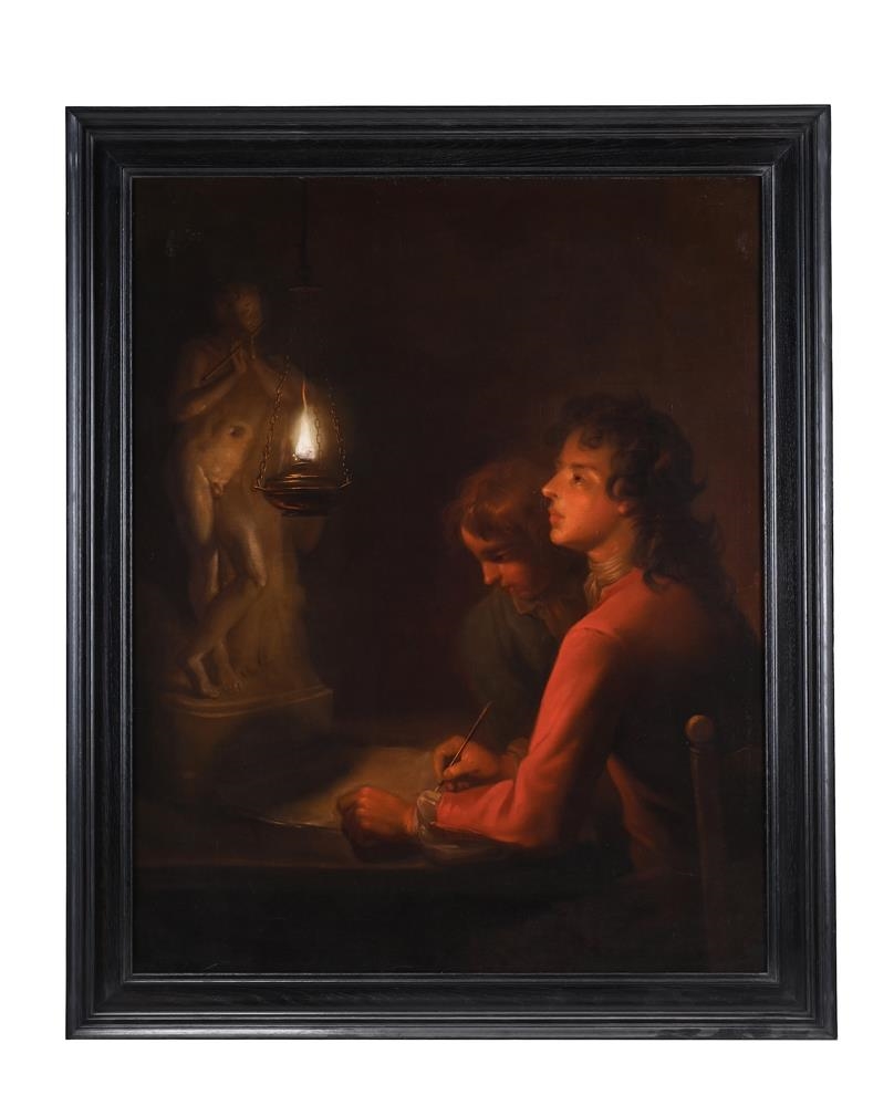 Artwork by Enoch Seeman, SELF PORTRAIT WITH THE ARTIST'S BROTHER ISAAC (D.1751), Made of Oil on canvas