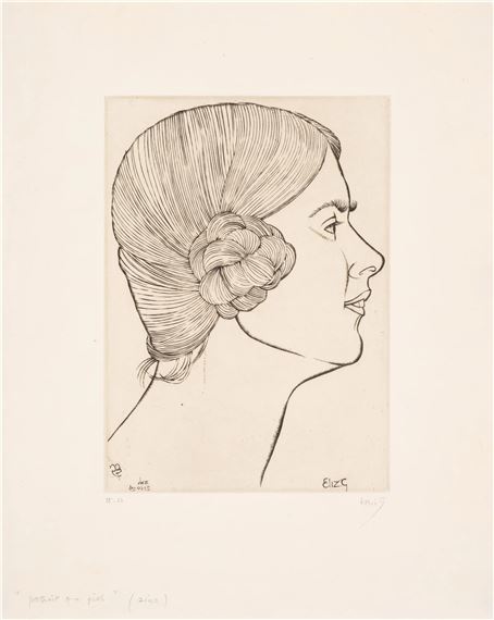 A group of three portraits in profile