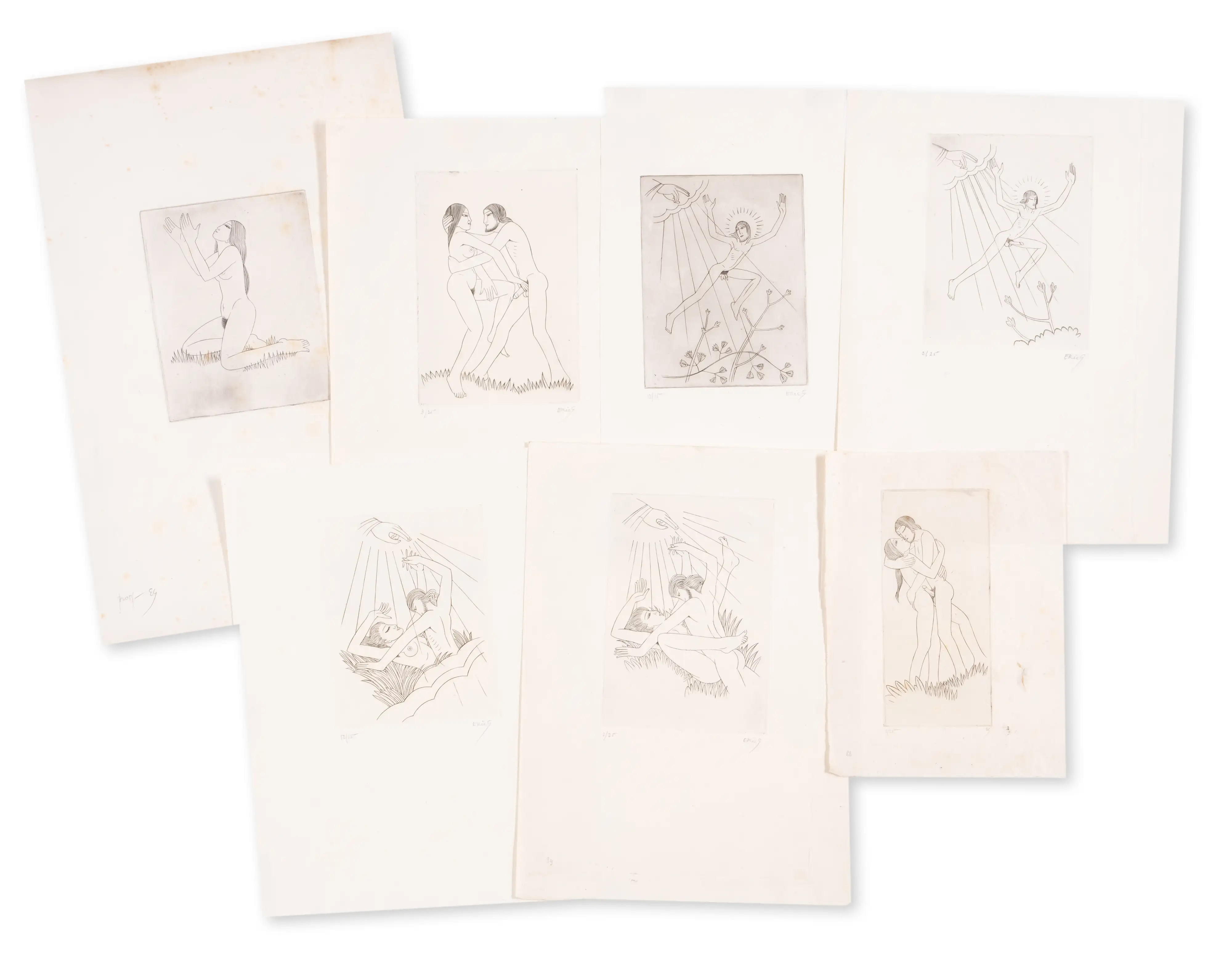 Artwork by Eric Gill, Procreant Hymn, Made of Engraved plates