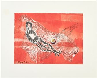 Two abstract compositions with monsters Two color monotypes signed and dated 2015 lower right for one and left for the other 11 x 18 cm - 14 - Cécile Massol (20th Century)