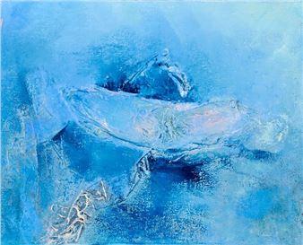 Abstract composition in blue - Cécile Massol (20th Century)