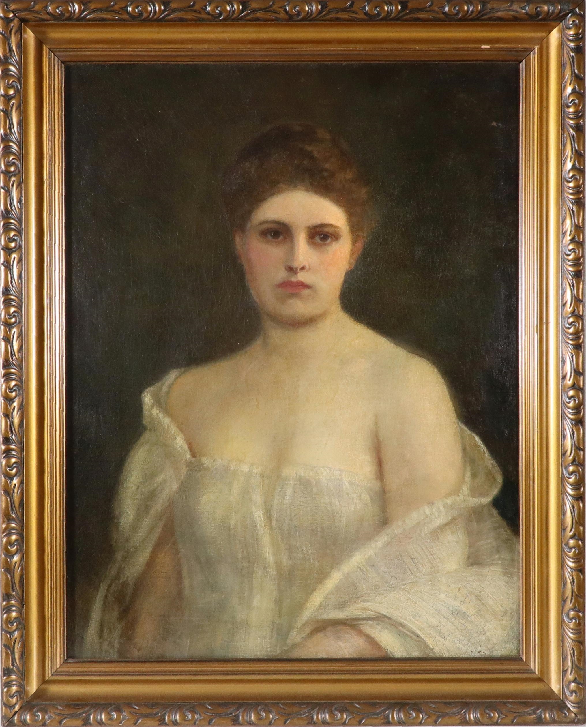 Albert Ritzberger | Porträt einer jungen Frau mit von feinem Stoff ...