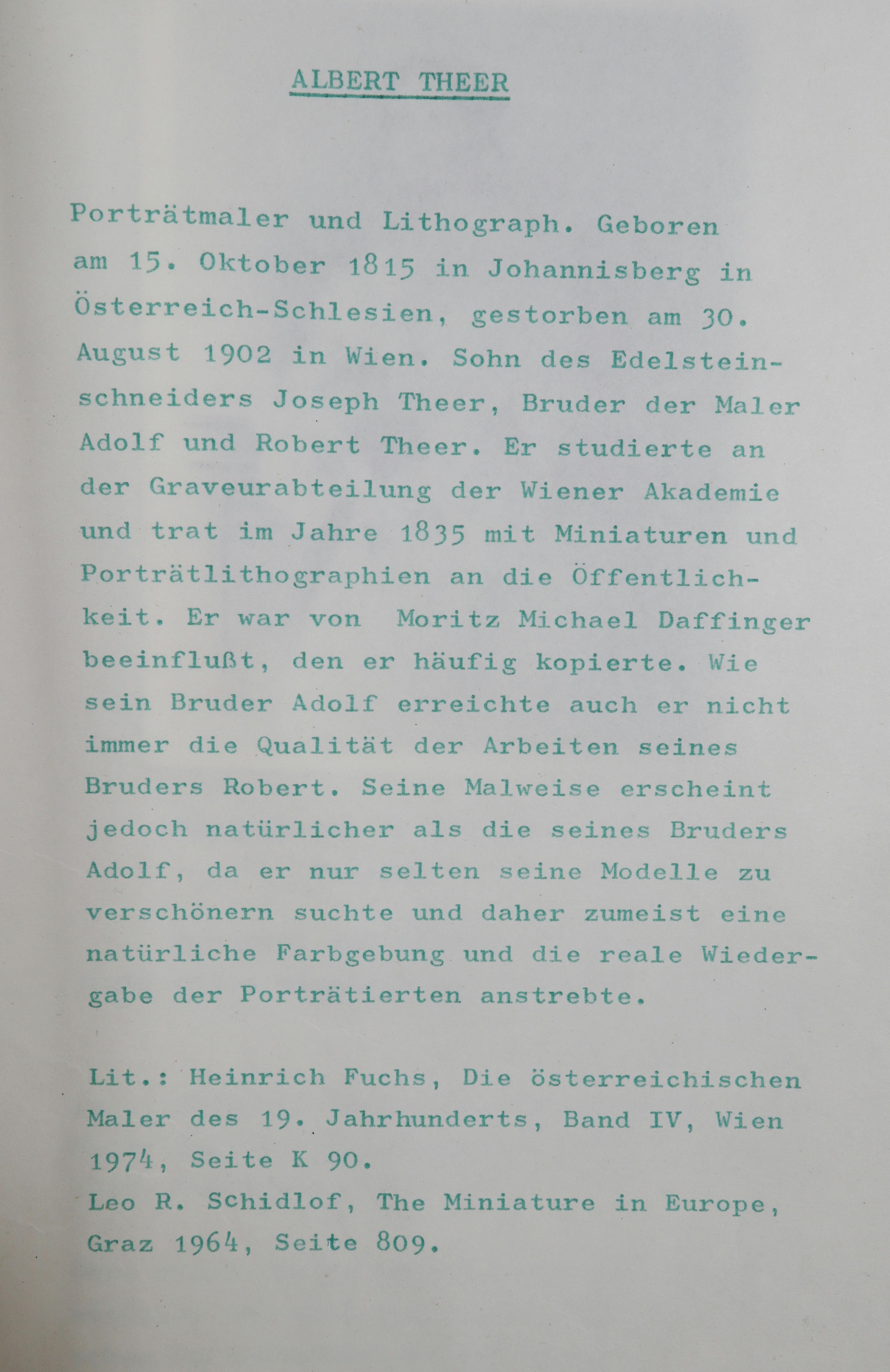Albert Theer | Porträt einer jungen Dame in weißem Ballkleid, mit ...