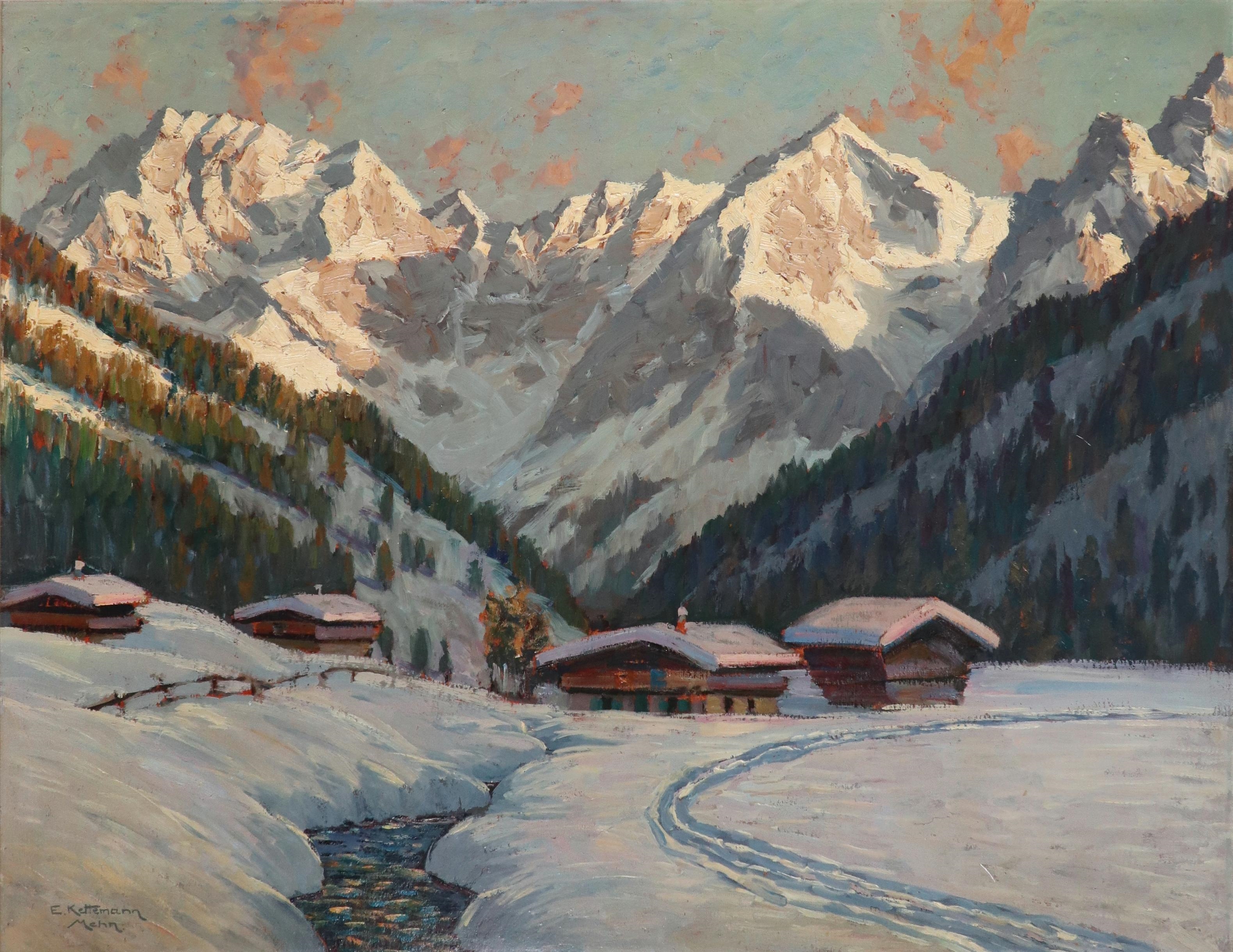 Erwin Kettemann | Alpine Winterlandschaft bei Abenddämmerung | MutualArt