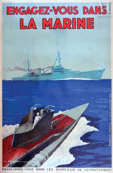 Engagez Vous Dans La Marine Sous Marin Roquin Pontal by L. Haffner, circa 1930