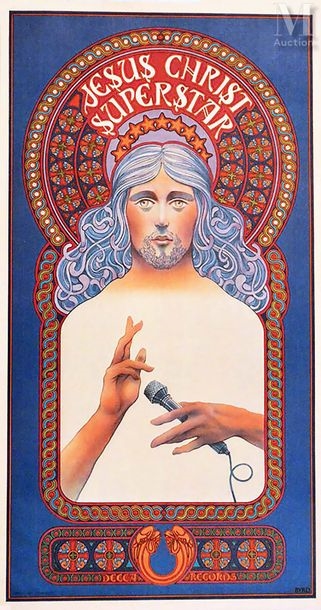 Artwork by David Edward Byrd, Jesus Christ Superstar, Made of Vintage Poster on Linnen