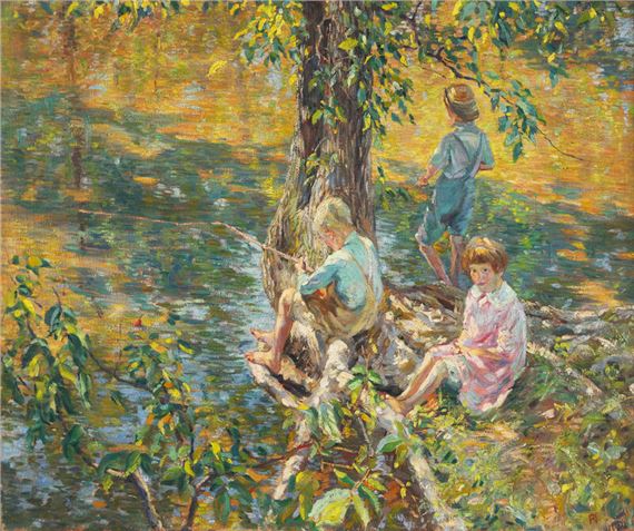 
Three Children Fishing, c. 1920 - Roy Cleveland Nuse