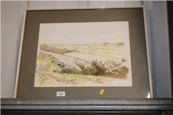 watercolour study of farmland - Michael Cooper Yate