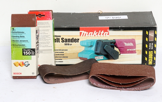 Artwork by MANUAL, A Makita corded 75mm belt sander 9910-sp, Made of sand
