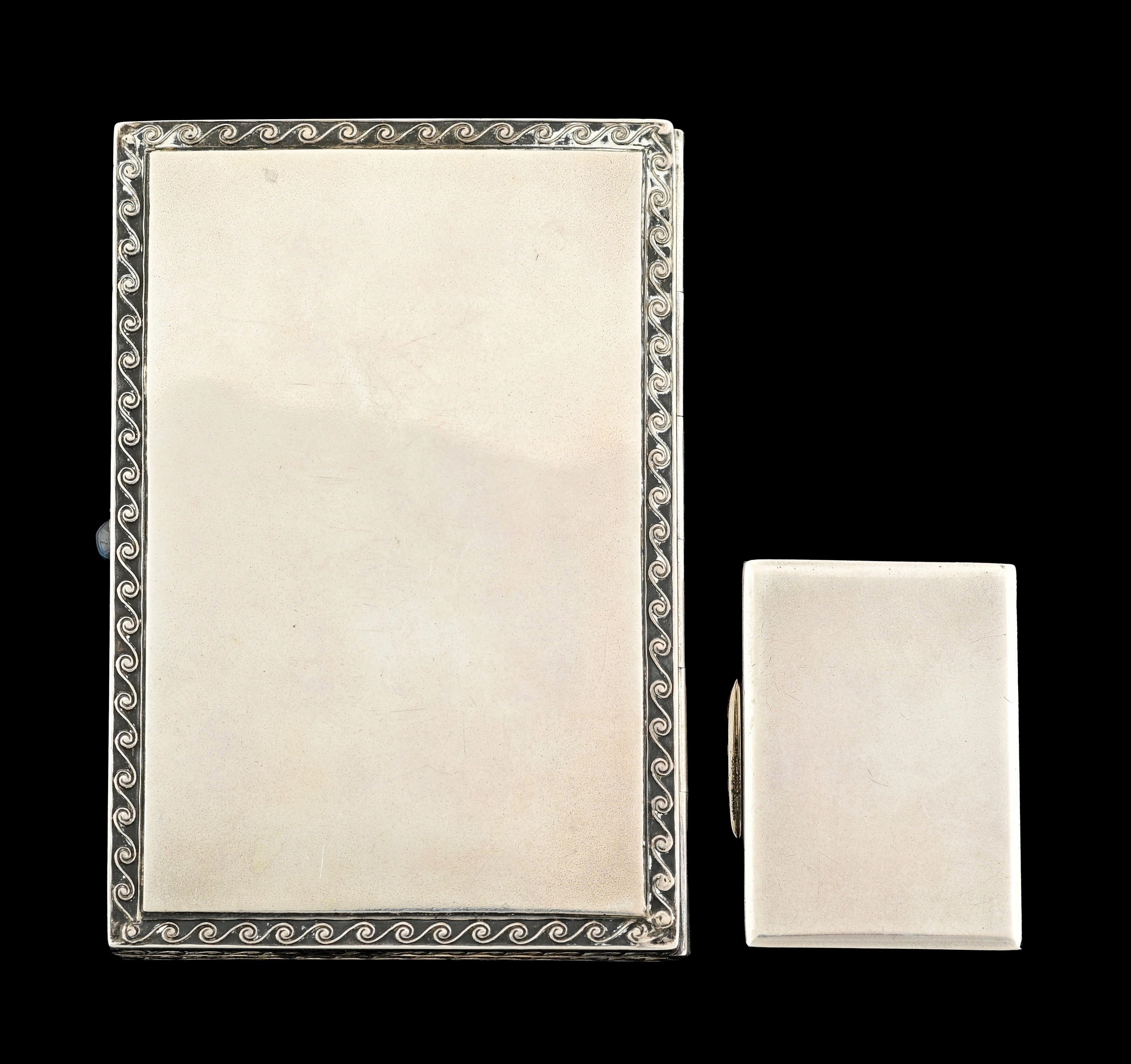 Artwork by George Adam, Both .900 silver by George Adam Scheid. Beautiful lady holding arrow and scroll. No damage or repairs, strong hinges, Made of silver