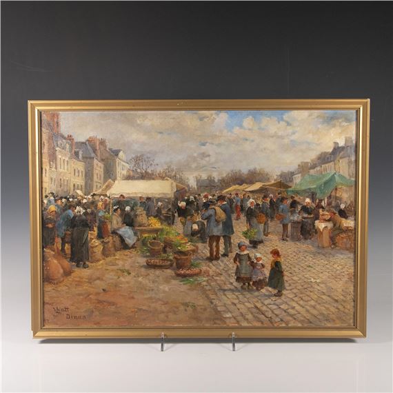 Linnie Watt (British, 1800s-1908) Canvas Painting, Dinan by Linnie Watt, Early 20th century