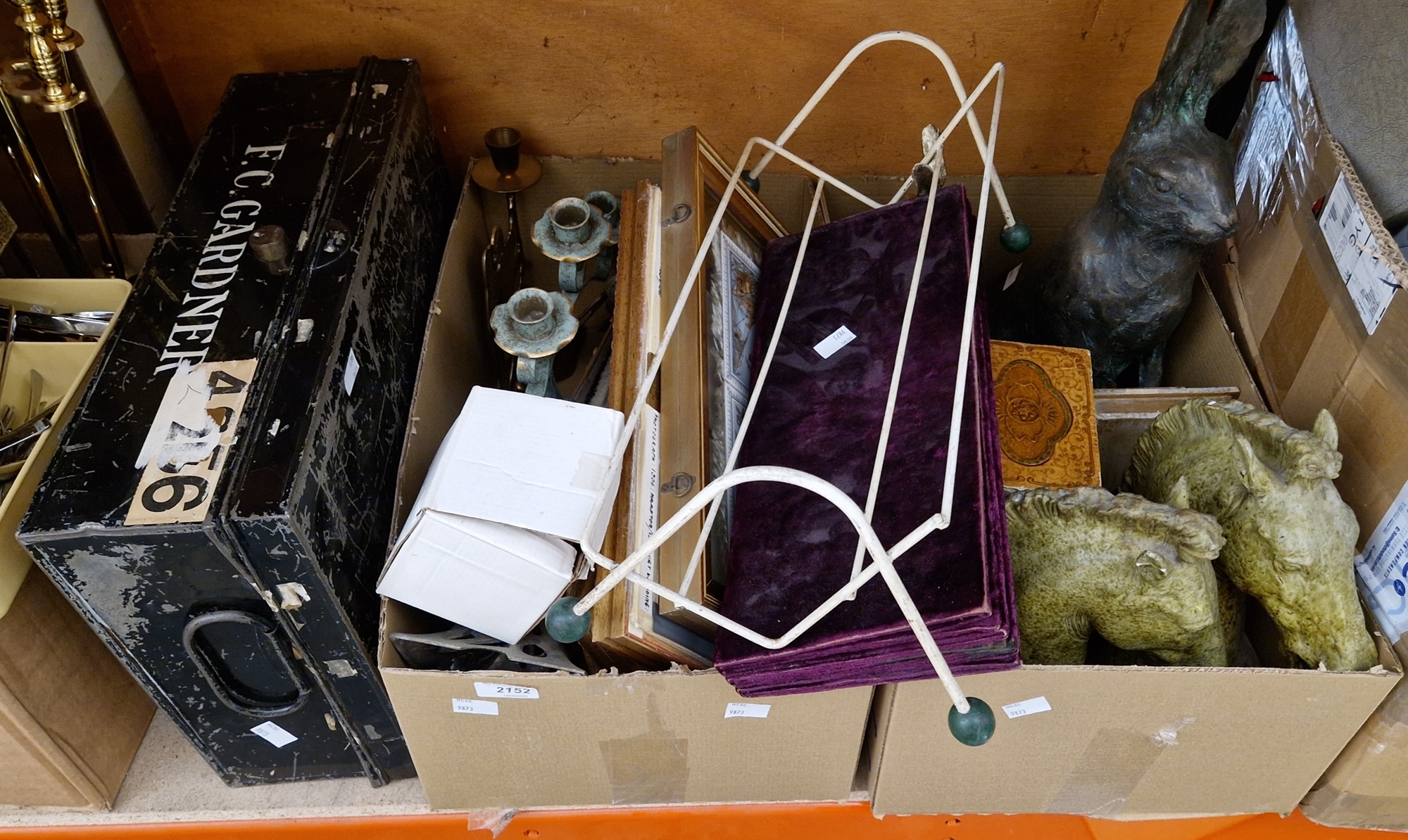 Artwork by Gardner, Art Nouveau WMF style candlestick, silver plated, pierced, on a spreading square section domed foot, Made of black painted metal